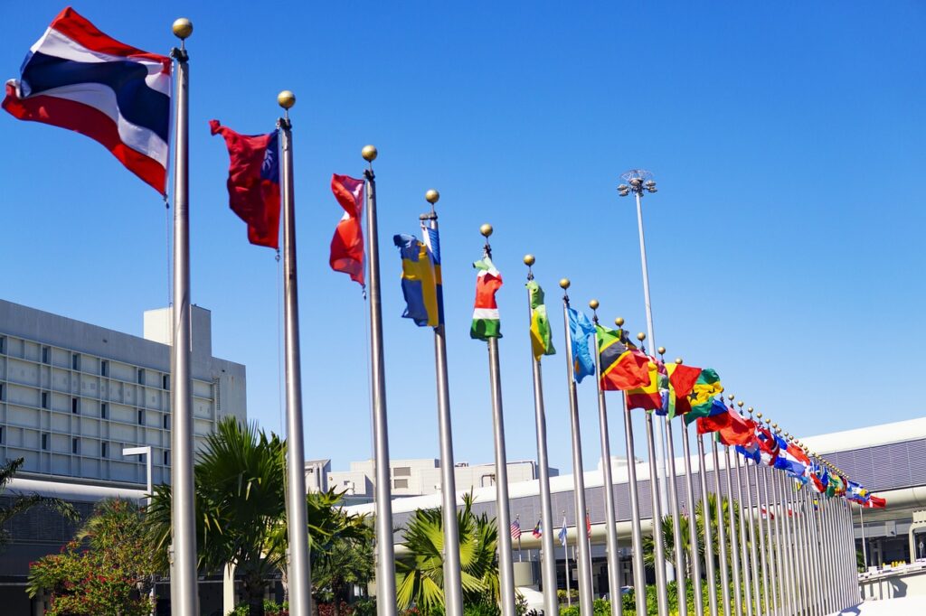 international, flags, un